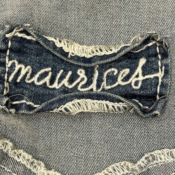 Maurices Jean Jacket Small Cropped Boho Blue Fade Denim Pockets Stretch Western - Picture 8 of 9